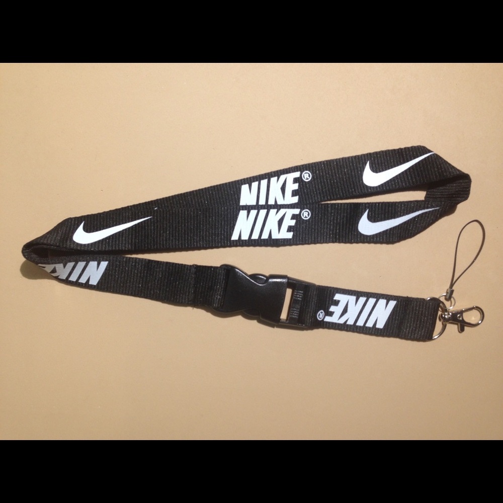 Nike Lanyard Keychain ID Holder Black White